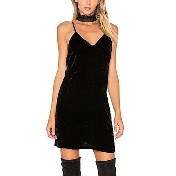 ALICE & OLIVIA BLACK SILK VELVET MINI DRESS - Picture 1 of 8